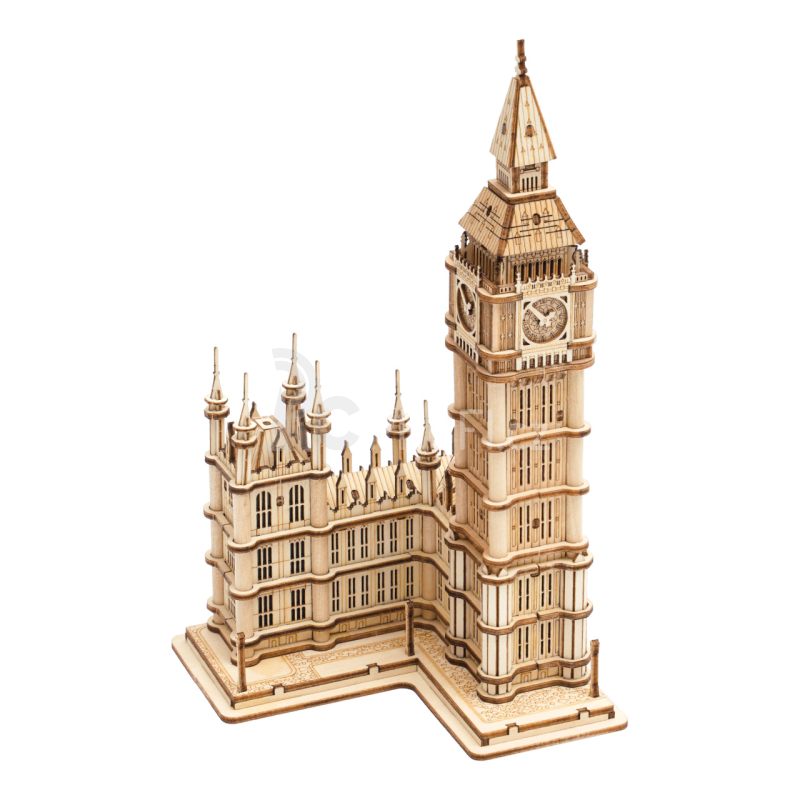 RoboTime dřevěné 3D puzzle hodinová věž Big Ben svítící