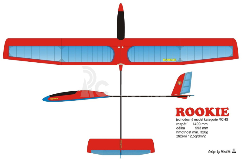 ROOKIE RC kluzák 1499mm, stavebnice Hiesb.