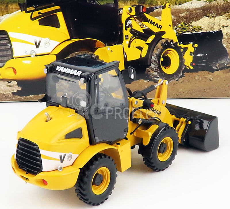 Ros-model Yanmar V8 Ruspa Gommata - Tractor Scraper 1:32 Žlutá Šedá