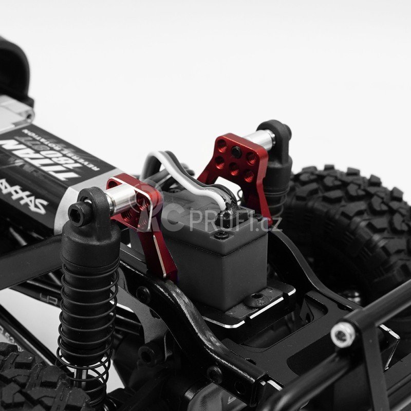 Sada hliníkových věží tlumičů přední + zadní, pro Traxxas TRX-4M, červené