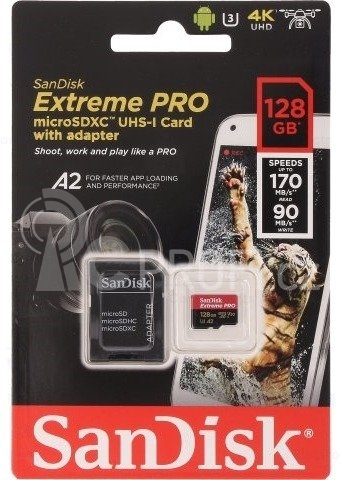 SanDisk MicroSDXC 128GB Extreme PRO A2 UHS-I (V30) U3 + SD adaptér