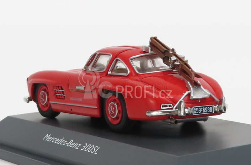 Schuco Mercedes benz 300sl Coupe Gullwing (w198) 1954 - Con Sci - With Figure And Ski 1:43 Red