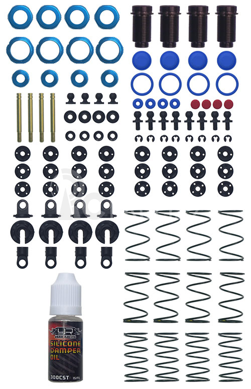 Set tlumičů 60mm pro 1/10 RC OFFROAD CAR TAMIYA GF01 WR02 KYOSHO BEETLE, modré, 4ks