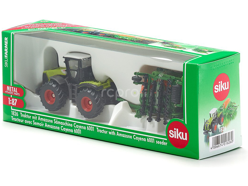 SIKU Farmer - Traktor se secím přívěsem 1:87