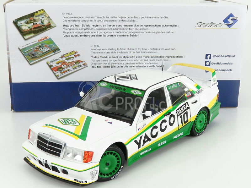 Solido Mercedes benz 190e 2.5-16 Evo Ii N 10 Dtm Season 1991 J.laffite 1:18 Bílá Zelená