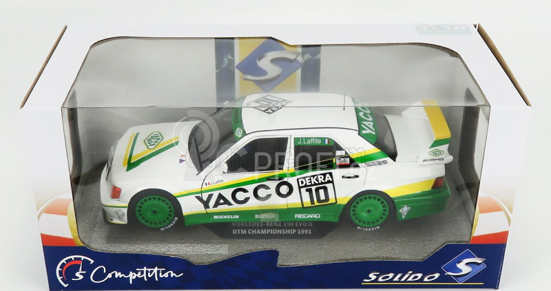 Solido Mercedes benz 190e 2.5-16 Evo Ii N 10 Dtm Season 1991 J.laffite 1:18 Bílá Zelená