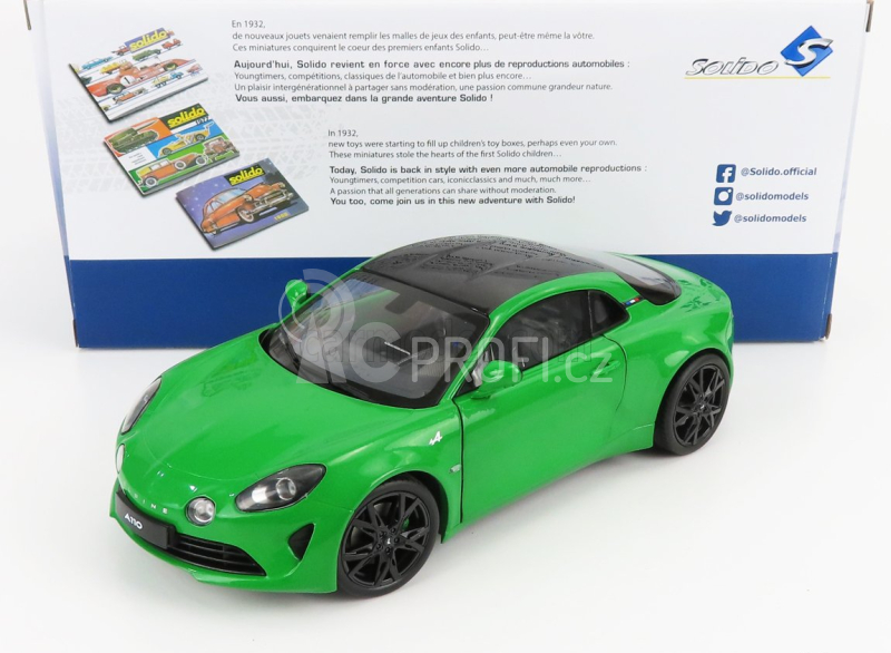 Solido Renault Alpine A110 Pure Coupe 2021 - Black Wheels 1:18 Green Met