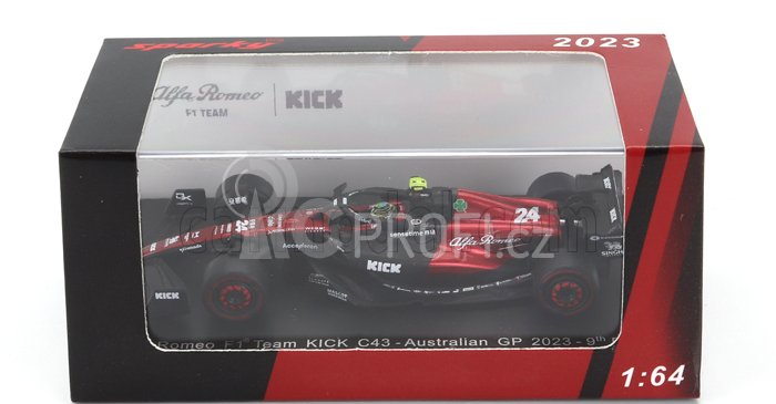 Spark-model Alfa romeo F1  C43 Team Stake N 24 Season 2023 Guanyu Zhou 1:64 Černá Červená