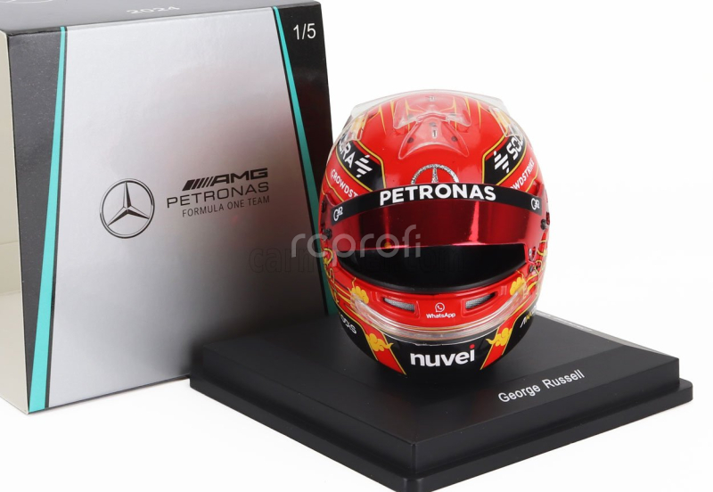 Spark-model Bell helmet Casco Helmet F1 George Russell F1 Team Mercedes Amg China Gp 2024 1:5 Red