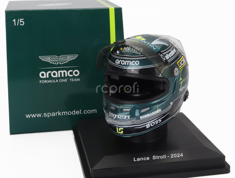 Spark-model Bell helmet Casco Helmet F1 Lance Stroll Team Aston Martin Aramco Cognizant N 18 Season 2024 1:5 Zelená