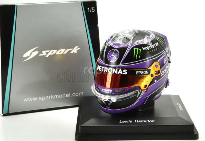 Spark-model Bell helmet Casco Helmet F1 Lewis Hamilton World Champion Team Mercedes Amg Petronas W11 N 44 Winner Turkish Gp 2020 - 7 Time World Champion 1:5 Fialová S Černou