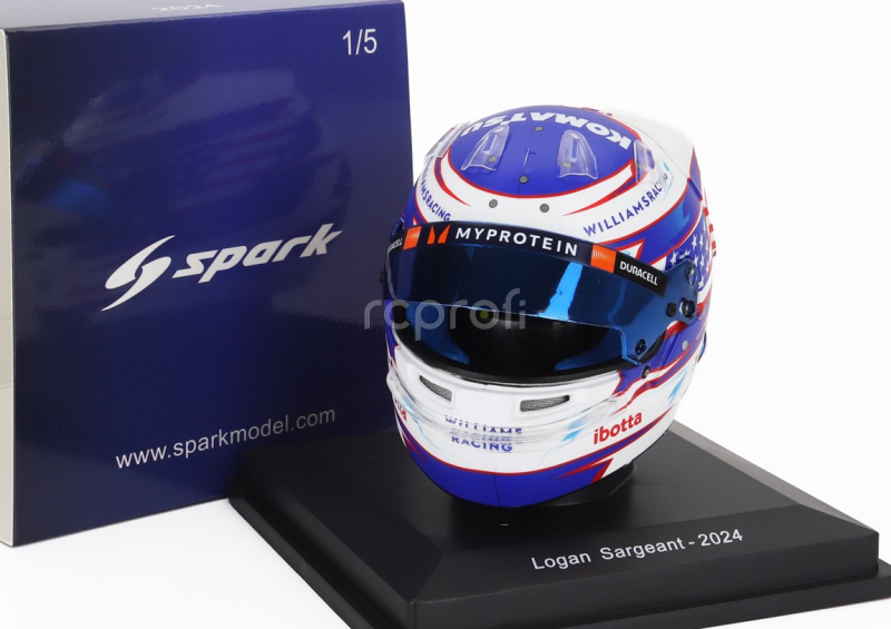 Spark-model Bell helmet Casco Helmet F1 Logan Sargeant Team Williams Racing N 2 Season 2024 1:5 Bílá Modrá Červená