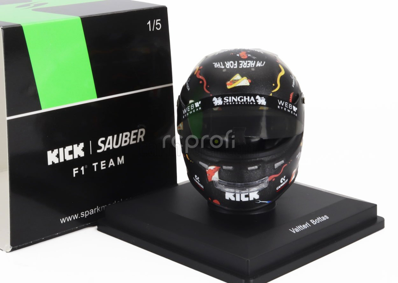 Spark-model Bell helmet Casco Helmet F1 Valtteri Bottas Team Stake Kick Sauber N 77 Australian Gp 2024 1:5 Black