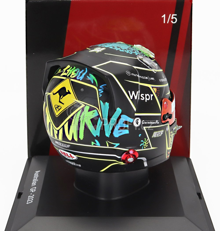 Spark-model Bell helmet F1  Casco Helmet 2023 Alfa Romeo C43 Team Stake N 24 Australian Gp 2023 Guanyu Zhou 1:5 Černá Žlutá