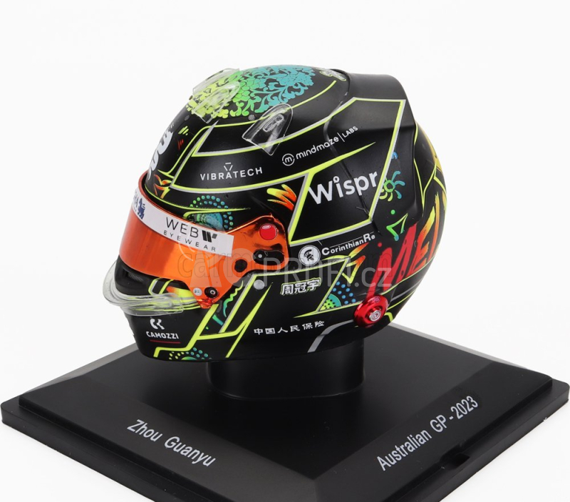 Spark-model Bell helmet F1  Casco Helmet 2023 Alfa Romeo C43 Team Stake N 24 Australian Gp 2023 Guanyu Zhou 1:5 Černá Žlutá