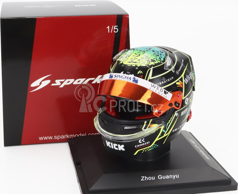 Spark-model Bell helmet F1  Casco Helmet 2023 Alfa Romeo C43 Team Stake N 24 Australian Gp 2023 Guanyu Zhou 1:5 Černá Žlutá