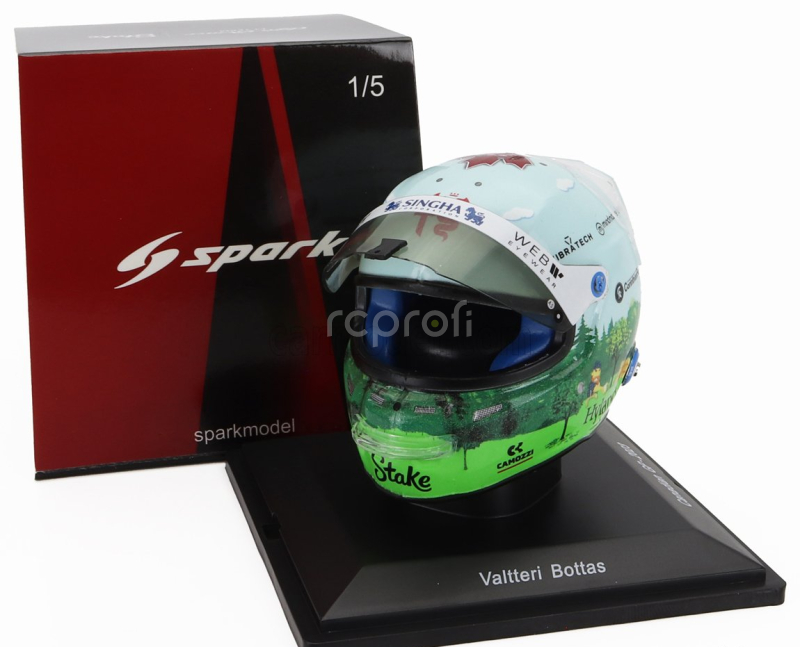 Spark-model Bell helmet F1  Casco Helmet Alfa Romeo C43 Team Stake N 24 Canada Gp 2023 Guanyu Zhou 1:5 Bílá Zelená