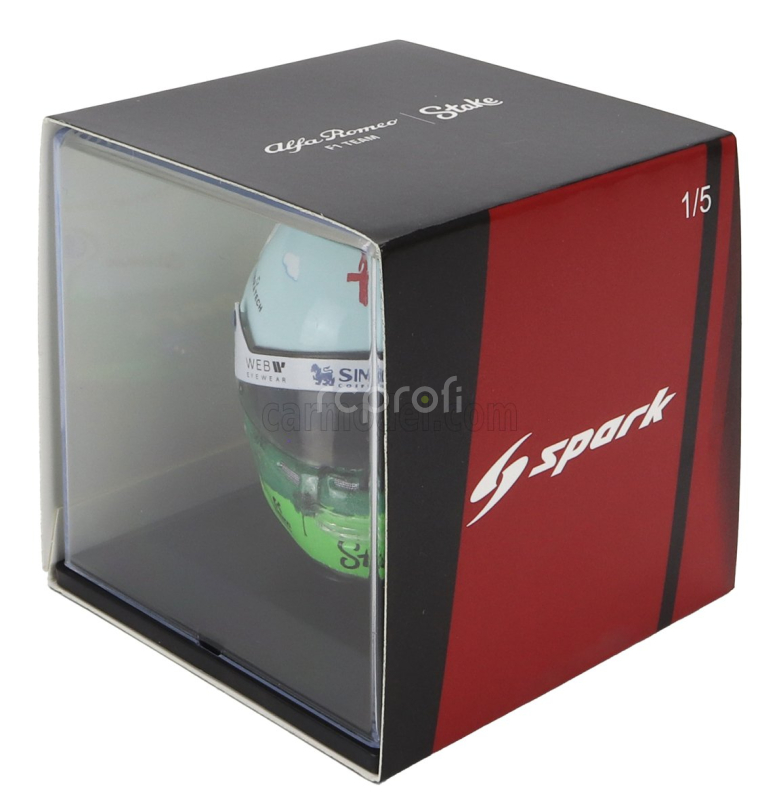 Spark-model Bell helmet F1  Casco Helmet Alfa Romeo C43 Team Stake N 24 Canada Gp 2023 Guanyu Zhou 1:5 Bílá Zelená