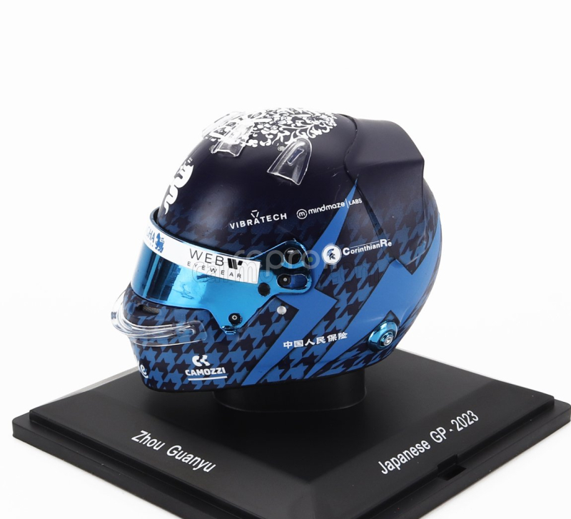 Spark-model Bell helmet F1  Casco Helmet Alfa Romeo C43 Team Stake N 24 Japan Gp 2023 Guanyu Zhou 1:5 Blue