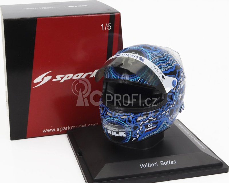 Spark-model Bell helmet F1  Casco Helmet Alfa Romeo C43 Team Stake N 77 Australian Gp 2023 Valtteri Bottas 1:5 2 Tóny Modré Černé