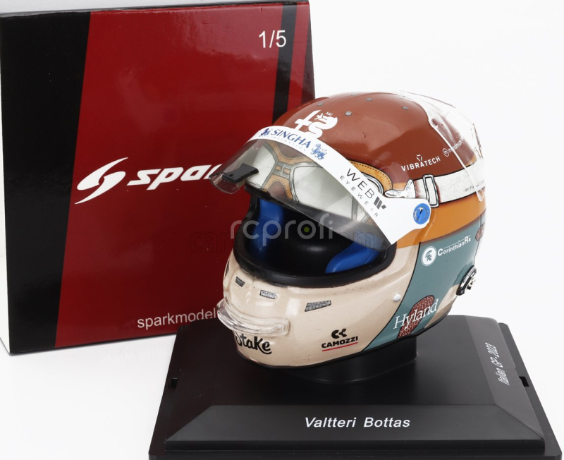 Spark-model Bell helmet F1  Casco Helmet Alfa Romeo C43 Team Stake N 77 Monza Italy Gp 2023 Valtteri Bottas 1:5 Červená Černá Zlatá