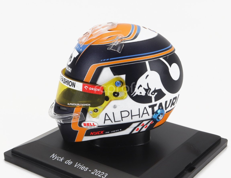 Spark-model Bell helmet F1  Casco Helmet At04 Team Alpha Tauri N 21 Season 2023 Nyck De Vries 1:5 Černá Bílá Žlutá