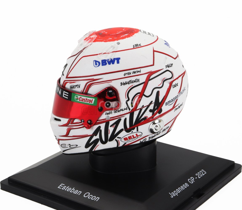 Spark-model Bell helmet F1  Casco Helmet Renault A523 Team Bwt Alpine N 31 Japan Gp 2023 Esteban Ocon 1:5 Bílá