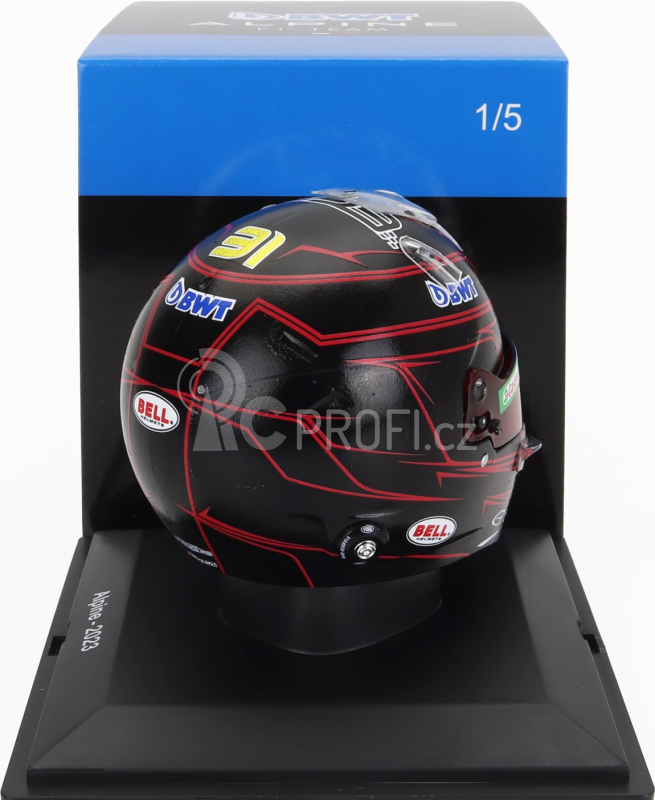 Spark-model Bell helmet F1  Casco Helmet Renault A523 Team Bwt Alpine N 31 Season 2023 Esteban Ocon 1:5 Černá Červená