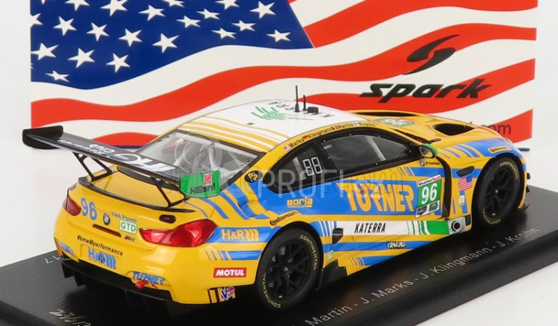 Spark-model BMW 6-series M6 Gt3 Team Turner Motorsport N 96 24h Daytona 2017 M.martin - J.marks - J.klingmann - J.krohn 1:43 Žlutá Modrá