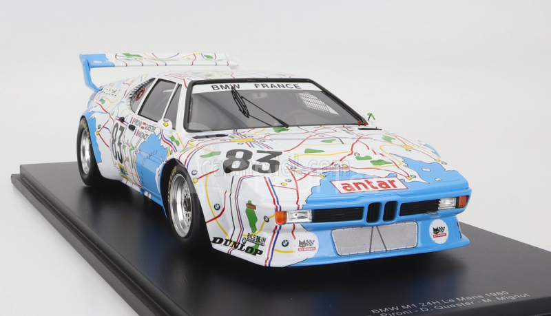 Spark-model BMW M1 M88 3.5l Team Bmw France N 83 24h Le Mans 1980 D.pironi - D.quester - M.mignot - Con Vetrina - With Showcase - Special Box 1:18 Bílá Světle Modrá