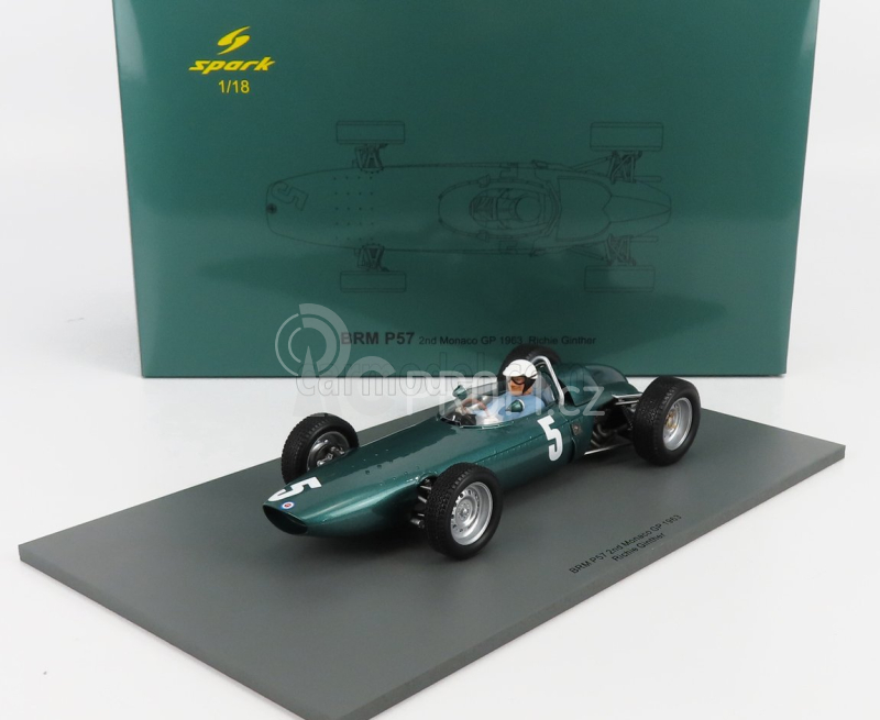 Spark-model BRM F1  N 5 Monaco Gp 1963 R.ginther 1:18 Green Met