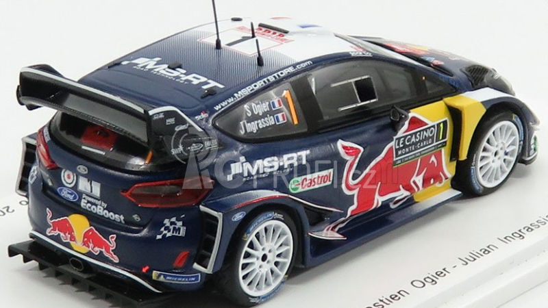 Spark-model Ford england Fiesta Wrc Team M-sport Ford Wrt N 1 Winner Rally Montecarlo 2018 S.ogier - J.ingrassia 1:43 Modrá Červená Žlutá