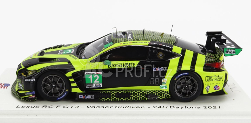 Spark-model Lexus Rc F Gt3 Team Aim Vasser Sullivan N 12 24h Daytona 2021 R.megennis - Z.veach - T.bell - F.montecalvo 1:43 Černá Žlutá