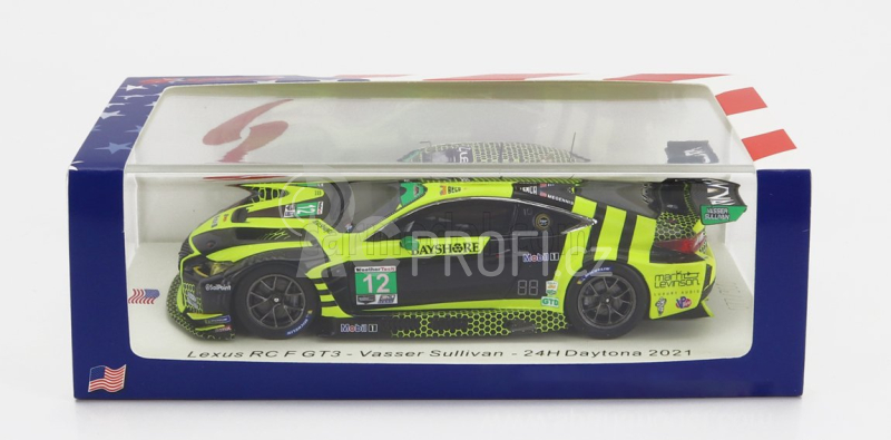 Spark-model Lexus Rc F Gt3 Team Aim Vasser Sullivan N 12 24h Daytona 2021 R.megennis - Z.veach - T.bell - F.montecalvo 1:43 Černá Žlutá