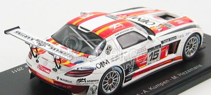 Spark-model Mercedes benz Sls Amg N 15 24h Spa 2011 K.wauters - A.kumpen - M.hezemans 1:43 Bílá Červená Žlutá