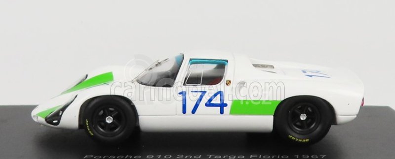 Spark-model Porsche 910 N 174 2nd Targa Florio 1967 L.cella - G.biscaldi 1:43 Bílá Zelená