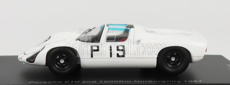 Spark-model Porsche 910 N 19 2nd 1000km Nurburgring 1967 P.hawkins - G.koch 1:43 Bílá