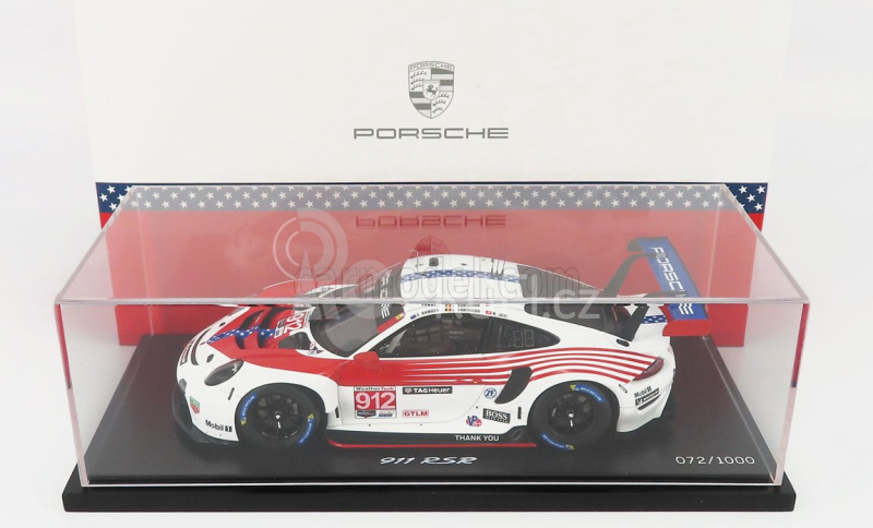 Spark-model Porsche 911 991-2 Rsr Porsche Gt Team N 912 2nd Gtlm Class 12h Sebring Imsa 2020 E.bamber - L.vanthoor - N.jani 1:18 Bílá Červená