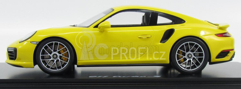 Spark-model Porsche 911 991-2 Turbo S Coupe 2015 - Con Vetrina - With Showcase 1:18 Žlutá