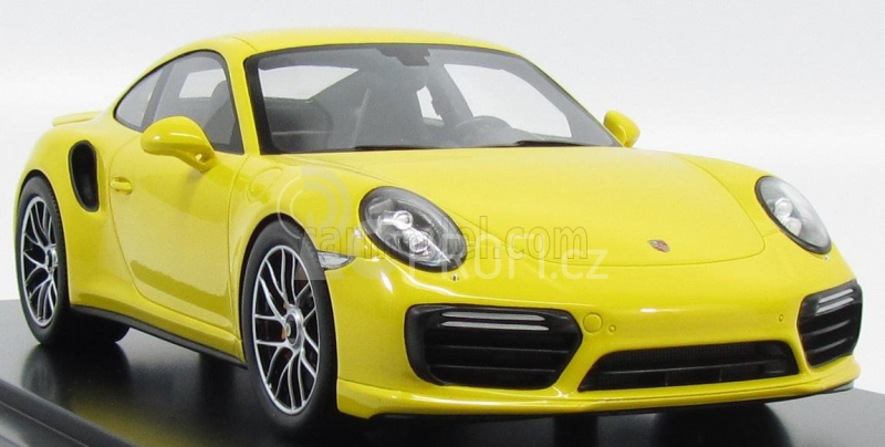 Spark-model Porsche 911 991-2 Turbo S Coupe 2015 - Con Vetrina - With Showcase 1:18 Žlutá