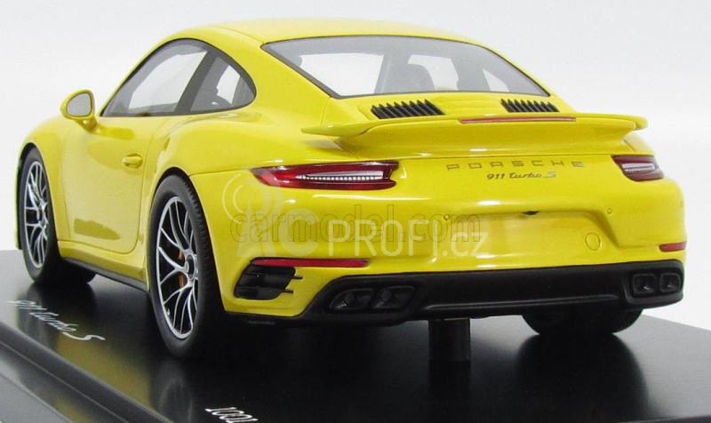 Spark-model Porsche 911 991-2 Turbo S Coupe 2015 - Con Vetrina - With Showcase 1:18 Žlutá