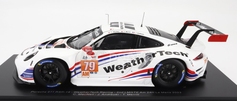 Spark-model Porsche 911 991 Rsr-19 4.2l Team Weathertech Racing N 79 2nd Lmgte Am Class 24h Le Mans 2022 C.macneil - J.andlauer - T.merril - Con Vetrina - With Showcase - Special Box 1:18 Bílá