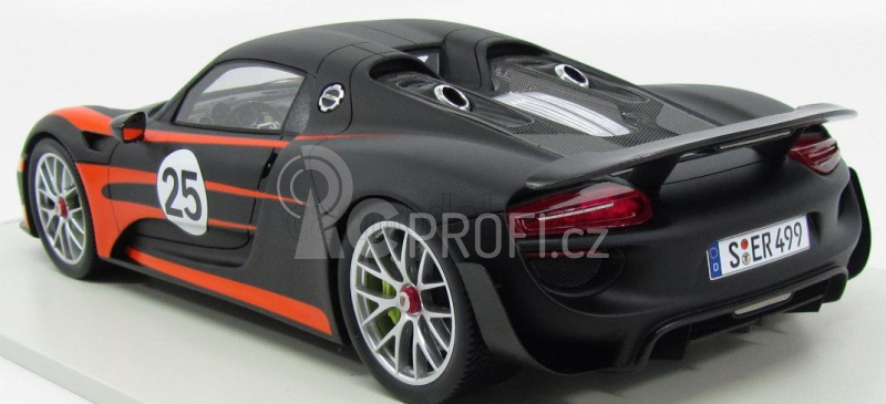 Spark-model Porsche 918 Spider N 25 Weissach Package 2013 1:18 Matná Černá Oranžová