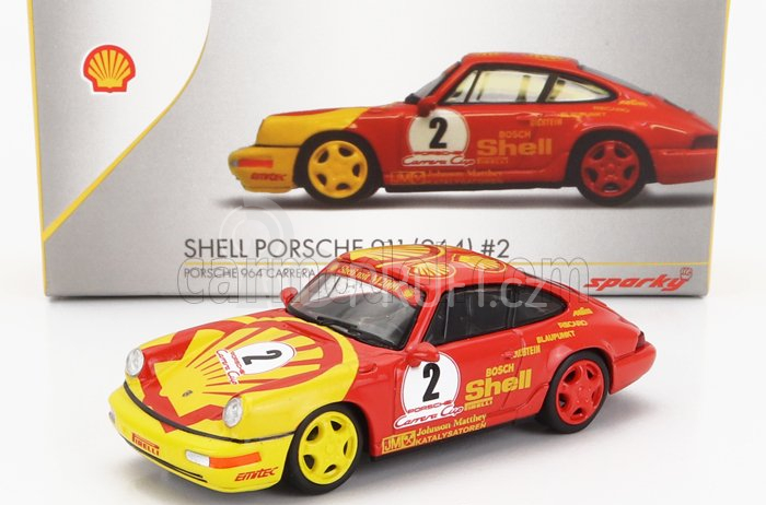 Spark-model Porsche Set 2x 911 964 N 1 Carrera Cup Shell Pirelli 1991 W.kaufmann + N 2 Carrera Cup Shell Trophy 1991 1:64 Žlutá Červená Černá