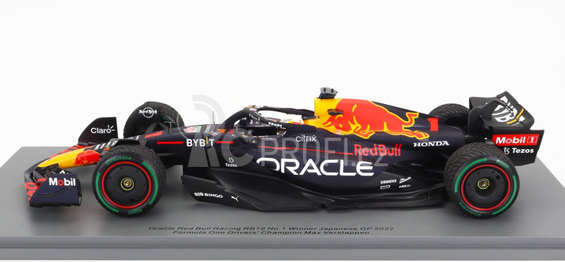 Spark-model Red bull F1  Rb18 Team Oracle Red Bull Racing N 1 Winner Japan Gp With Pit Board World Champion 2022 Max Verstappen 1:18 Matná Modrá Žlutá Červená