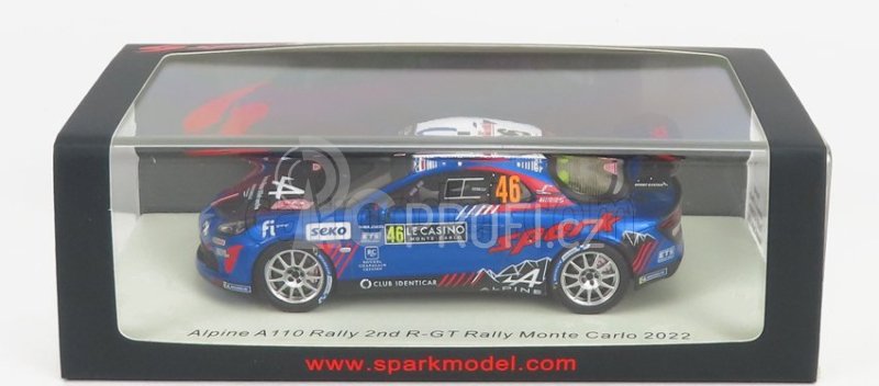 Spark-model Renault Alpine A110 Rally N 46 Rally Montecarlo 2022 E.goigou - K.bronner 1:43 Modrá Černá Bílá