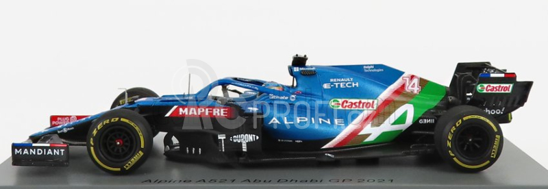 Spark-model Renault F1  A521 Renault E-tech 20b Team Alpine N 14 8th Abu Dhabi Gp 2021 Fernando Alonso 1:43 Modrá Met Červená Bílá