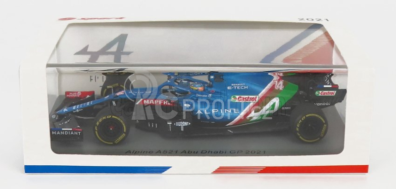 Spark-model Renault F1  A521 Renault E-tech 20b Team Alpine N 14 8th Abu Dhabi Gp 2021 Fernando Alonso 1:43 Modrá Met Červená Bílá