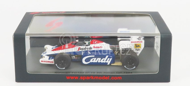 Spark-model Toleman F1  Tg184 N 19 Italy Gp 1984 S.johansson 1:43 Bílá Modrá Červená