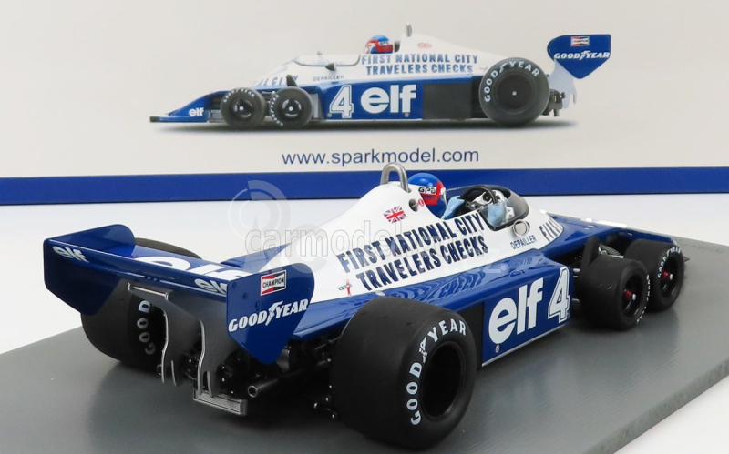 Spark-model Tyrrell F1  P34 Elf N 4 2nd Canada Gp 1977 P.depailler 1:18 Modrá Bílá